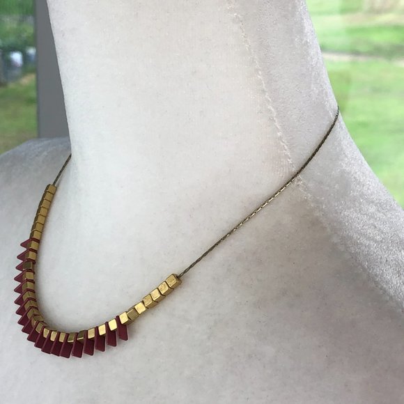 Madewell Geometric Gold Tone Adjustable Statement Necklace Festival Glamcore - Picture 4 of 8